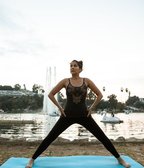 Man doing calm yoga pose for balance and rhythm